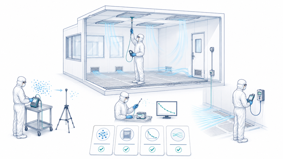 Cleanroom Qualification: test ISO 14644, HEPA integrity, recovery e room performance