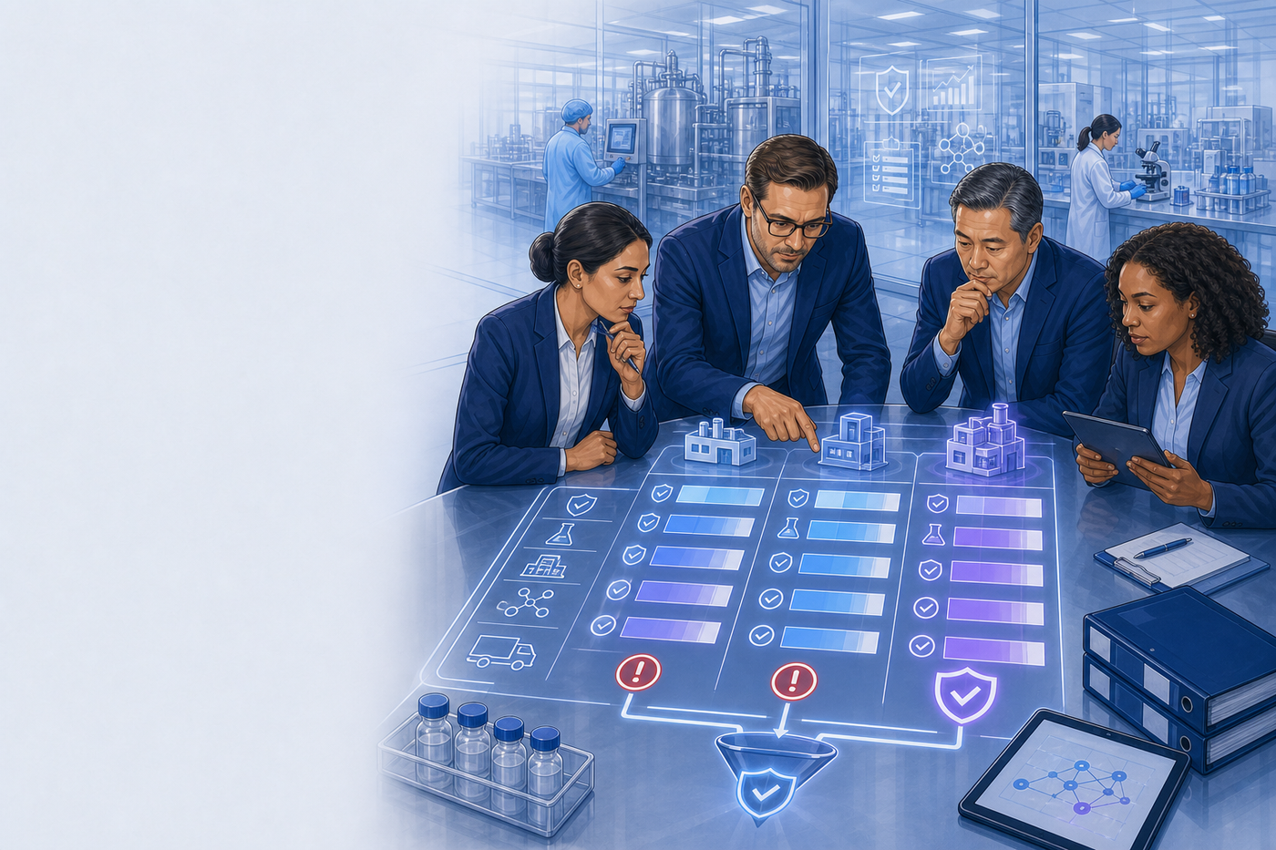 Pharmaceutical vendor selection scorecard reviewed by quality and procurement teams
