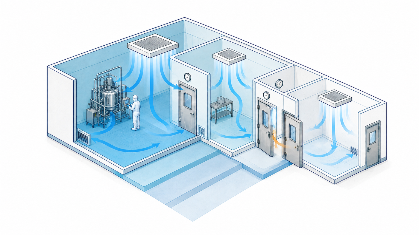 Airflow e Pressure Cascade nelle Cleanroom GMP: come progettare e giustificare la strategia