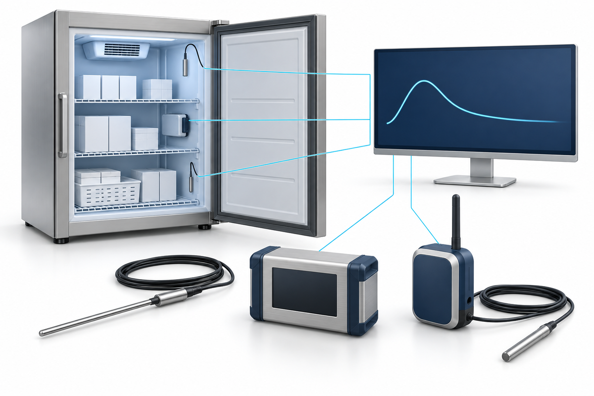 Sonde, registratori e rete di monitoraggio per la temperatura di conservazione