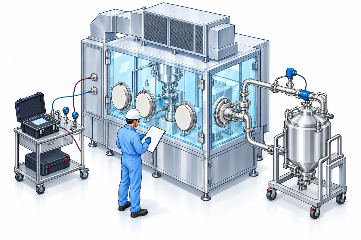 Containment equipment with instruments for qualification and functional verification