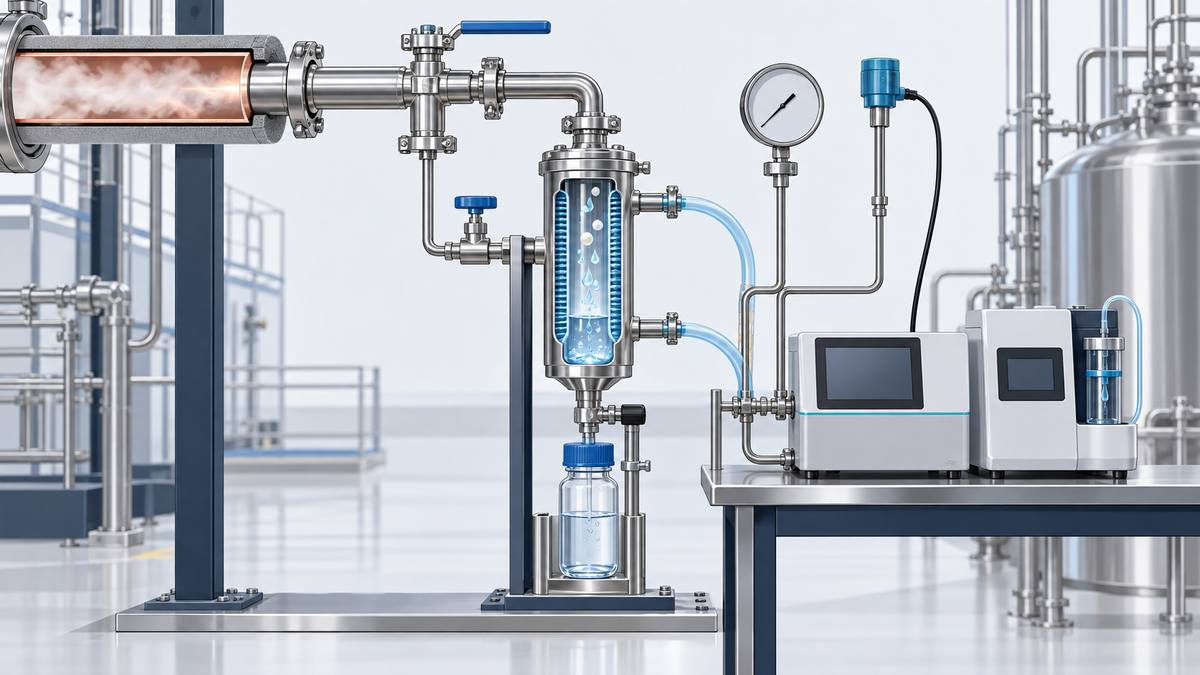 Technische Prüfstation für physikalische Dampfqualität und kontrollierte Kondensatgewinnung