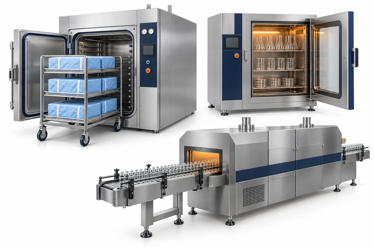 Comparison of a steam autoclave, dry heat oven and depyrogenation tunnel
