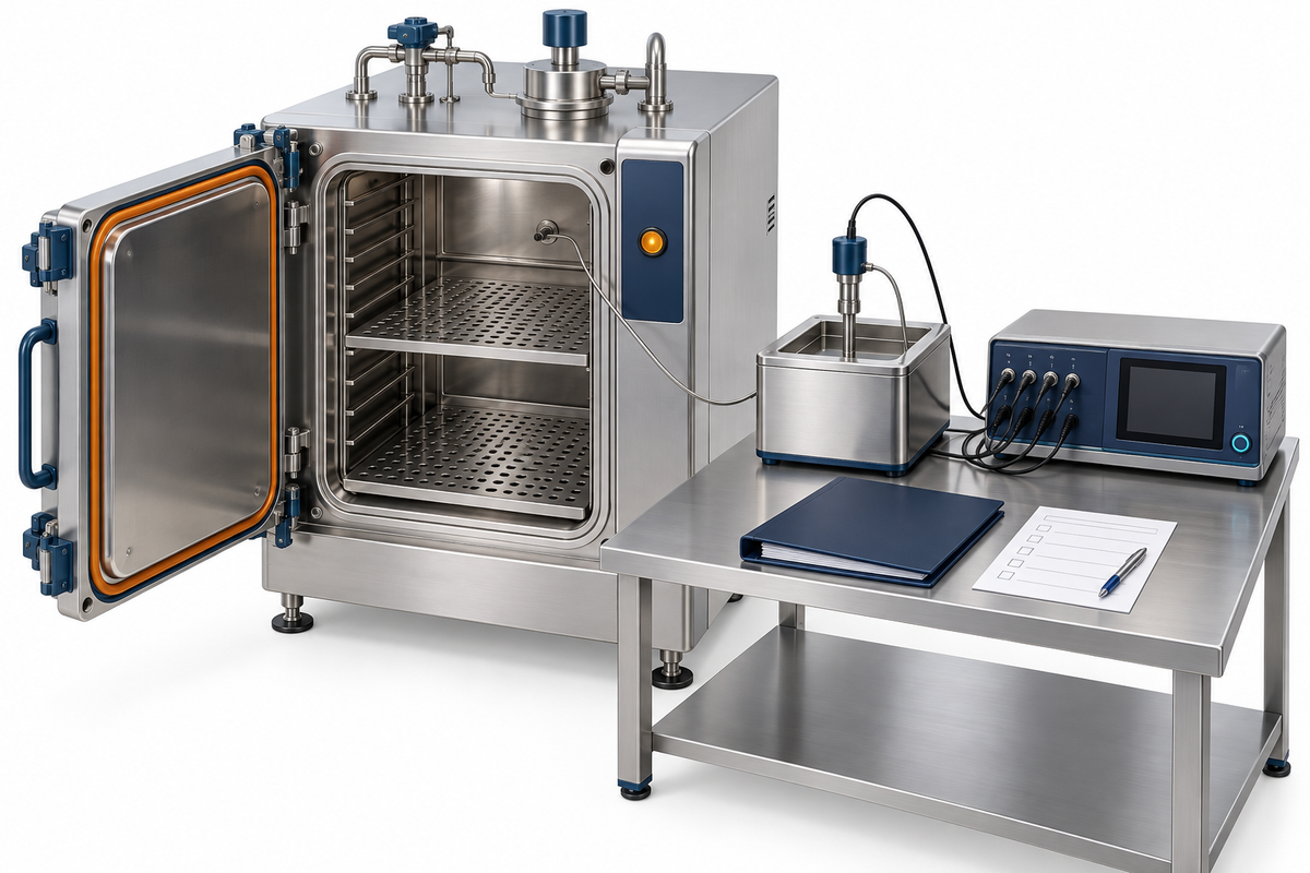 Pharmaceutical sterilizer fitted with independent probes for qualification