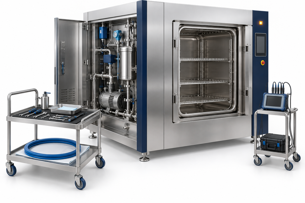 Maintenance and fault investigation on a pharmaceutical sterilization system