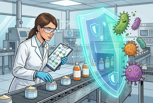 Illustrazione editoriale GuideGxP a colori sul tema GMP: contamination control strategy per prodotti non sterili.