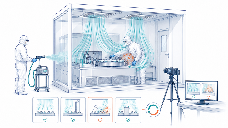 Airflow Visualisation Studies nelle Cleanroom GMP: protocollo, esecuzione e interpretazione