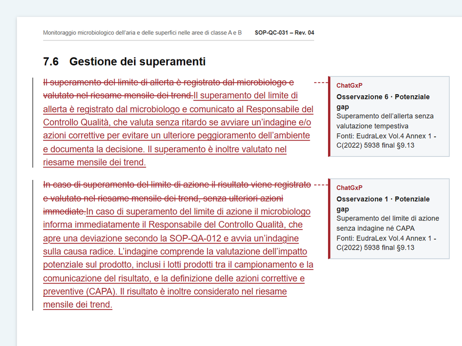 Word con los cambios marcados