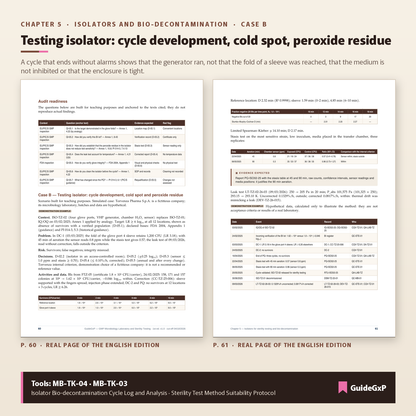 Pages intérieures sur l'isolateur d'essai : cas B, développement du cycle, point froid, résidu de peroxyde