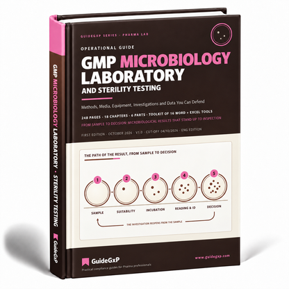 Maquette 3D du guide GuideGxP GMP Microbiology Laboratory and Sterility Testing, édition anglaise