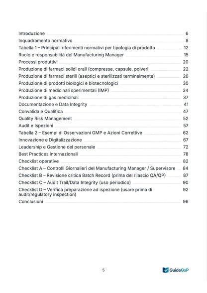 Guida Tecnica del Manufacturing Manager in Azienda Farmaceutica