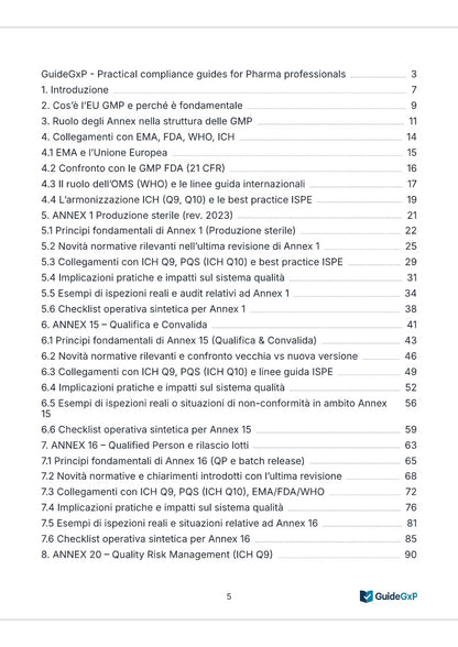 Guida Operativa agli Annex GMP 1, 15, 16 e 20 – Con Best Practices
