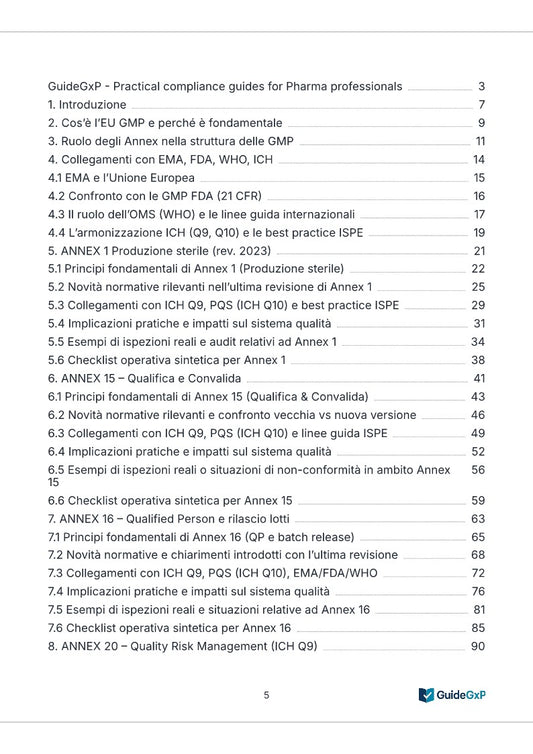 Guida Operativa agli Annex GMP 1, 15, 16 e 20 – Con Best Practices