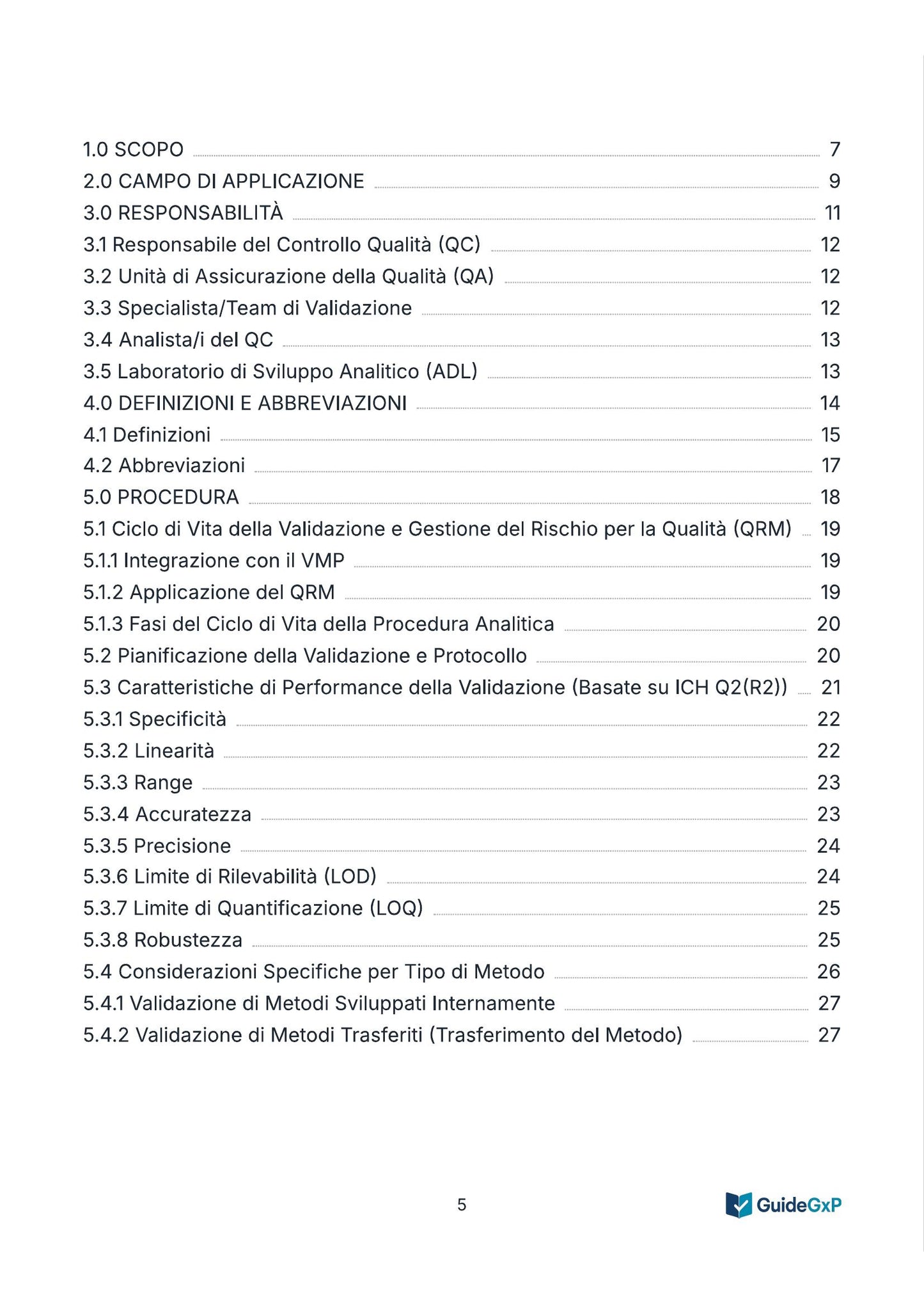 SOP – Validazione dei Metodi Analitici (Analytical Method Validation – AMV)