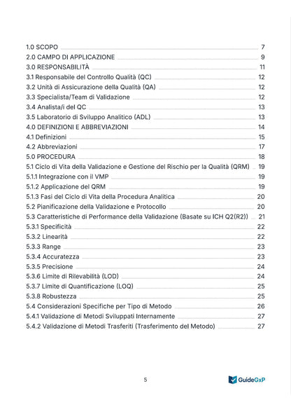 SOP – Validazione dei Metodi Analitici (Analytical Method Validation – AMV)