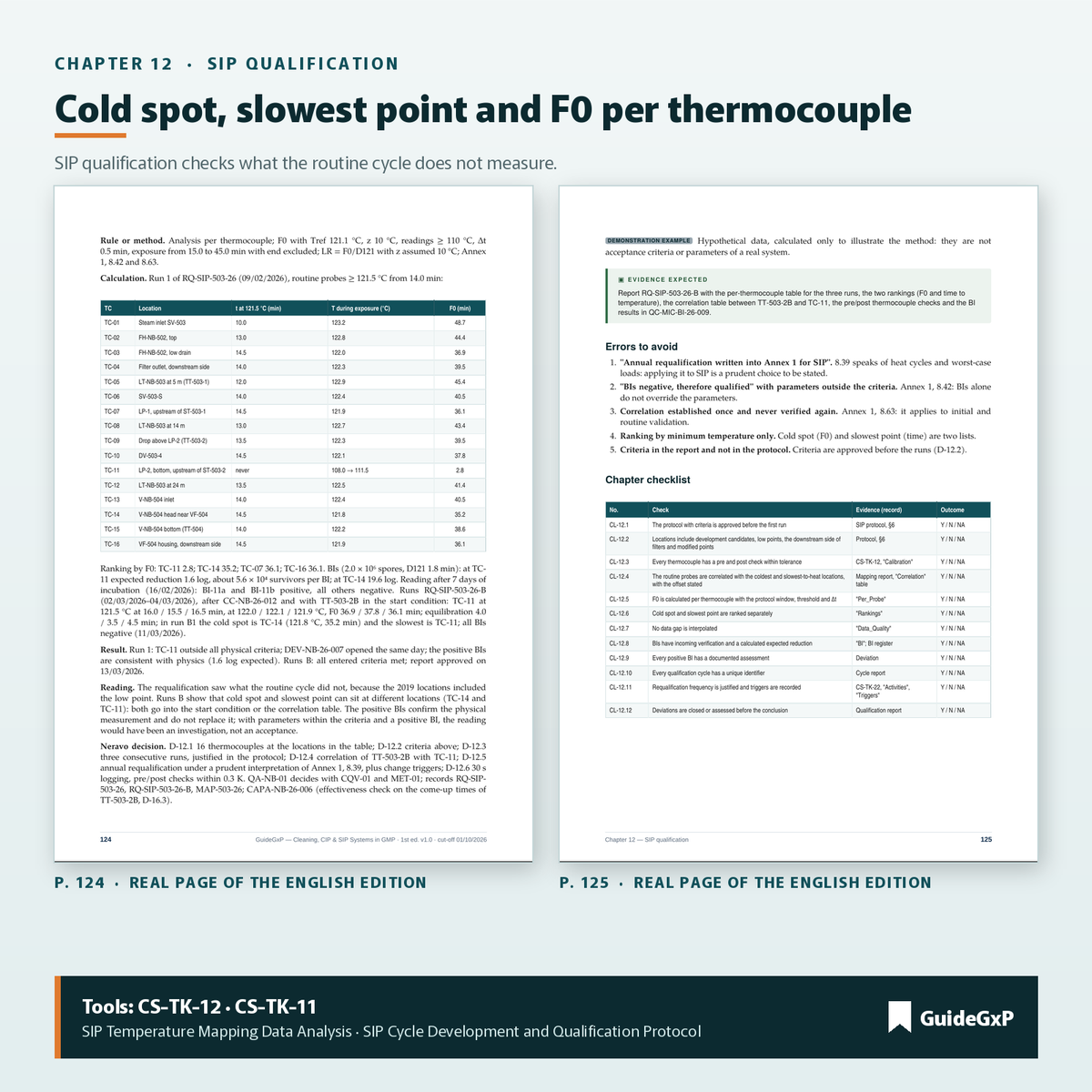 Doppelseite zur SIP-Qualifizierung: Thermoelement-Mapping, kältester Punkt und F0