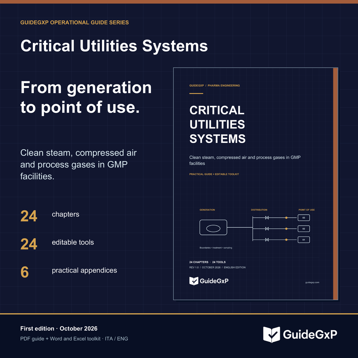 Critical Utilities — guida pratica GMP, prima edizione con toolkit; edizioni ITA e ENG