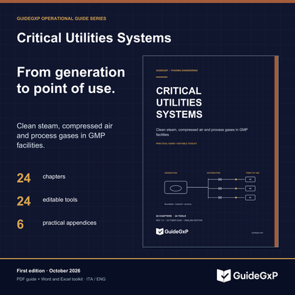 Critical Utilities — guida pratica GMP, prima edizione con toolkit; edizioni ITA e ENG