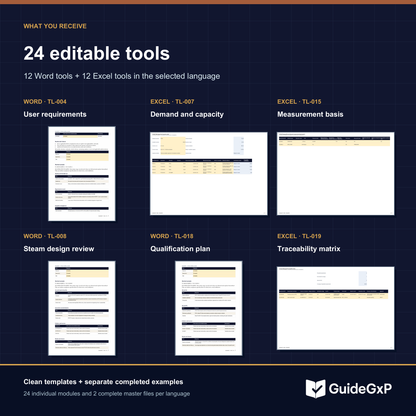 24 strumenti modificabili per lingua: 12 Word e 12 Excel, con modelli ed esempi compilati